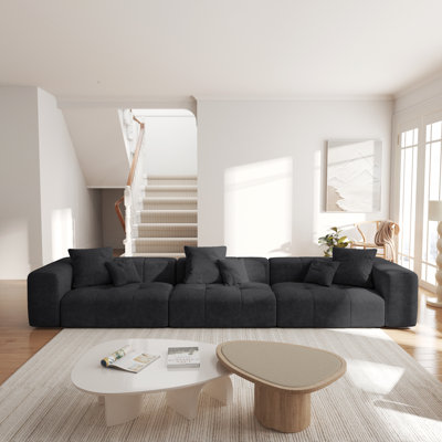 Kay Crumley 3-Piece Upholstered Modern Linen Fabric Modular Sofa