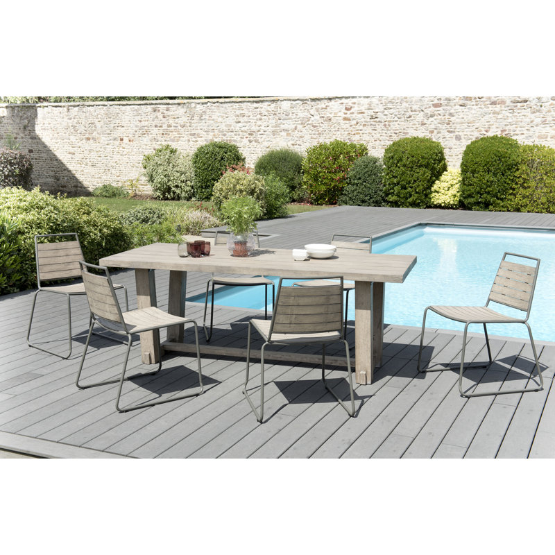 Worden 6 - Person Teak Patio Dining Set with Rectangular Table