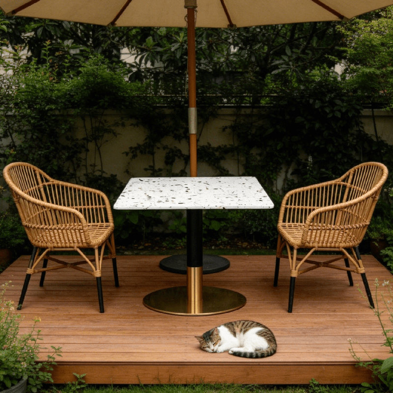 Table d'extérieur carrée 24 po Terrazzo, Vert