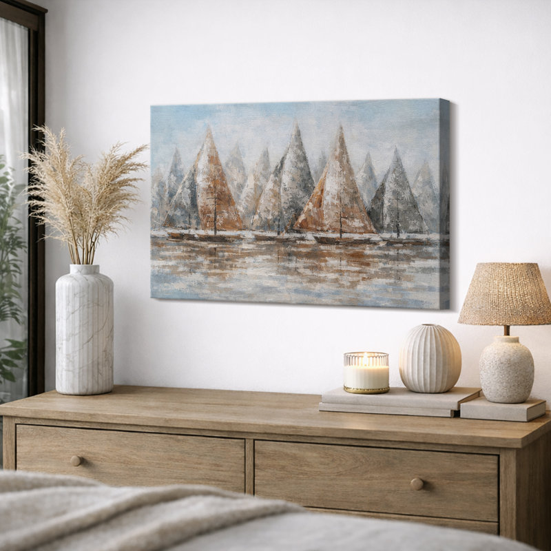 Abstrait voiliers, art de bord de mer, photos de salon bord de mer, impression sur toile encadrée, Toile tendue