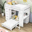 Lit superposé simple en bois 8 tiroirs avec bureau et tablettes Jadarrius Kids-1446923320