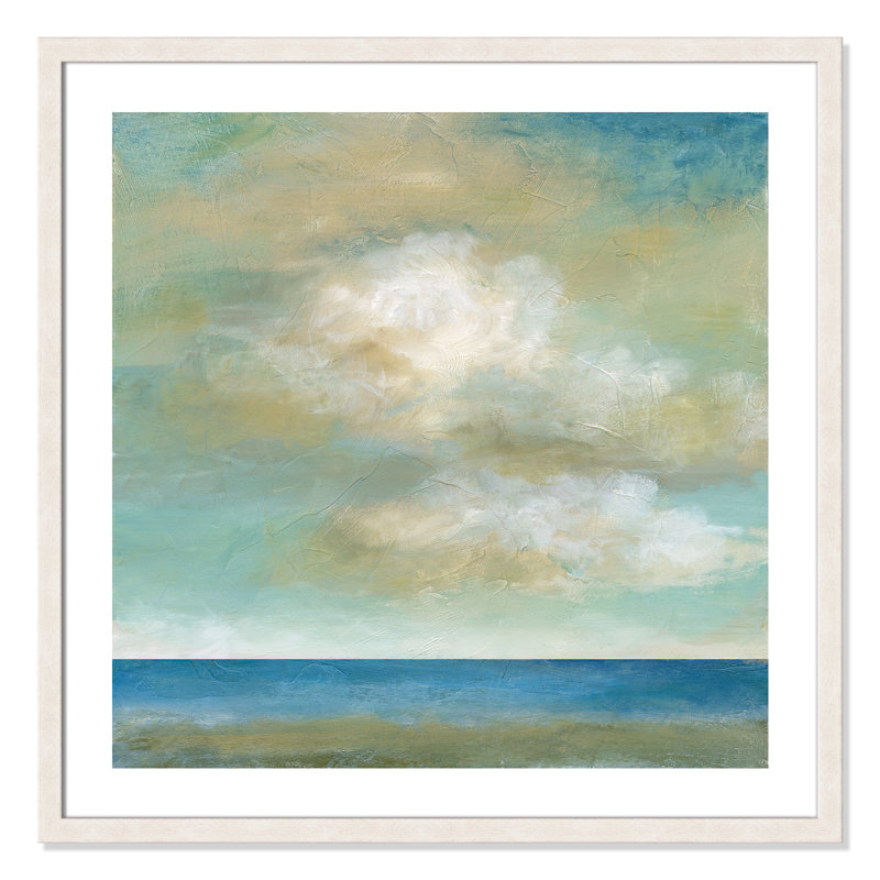 Cloudscape II - peinture encadrée, Texture grain de bois blanc, H 32,5 po x l 32,5 po x P 1,13 po