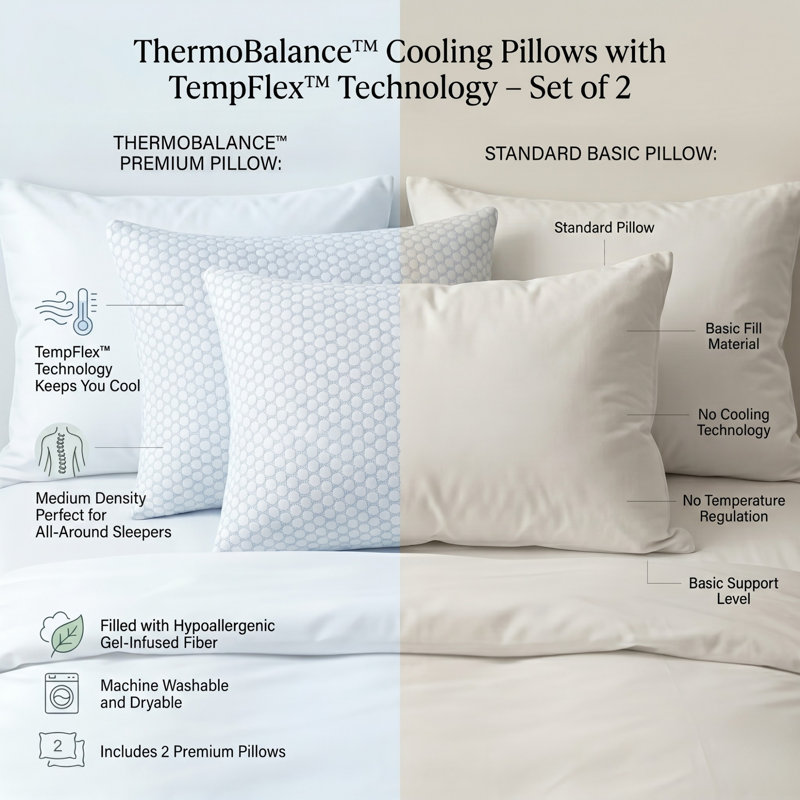 ThermoBalance Cooling Pillows with TempFlex Technology – Set of 2King Size, King