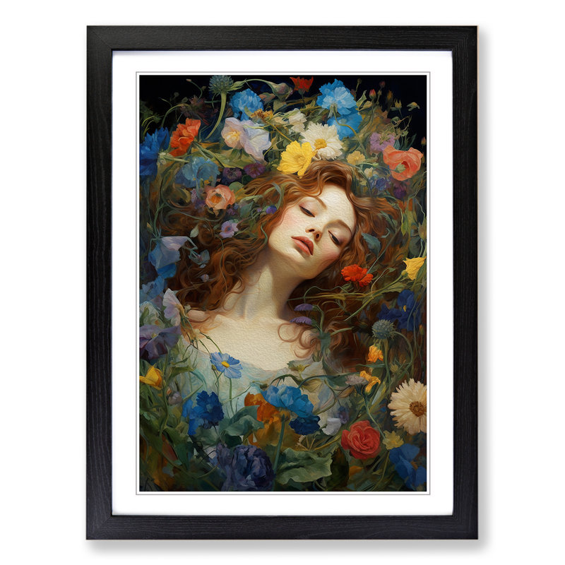Wildflowers Renaissance - Framed Print, Black , 34cm H x 25cm W x 2cm D