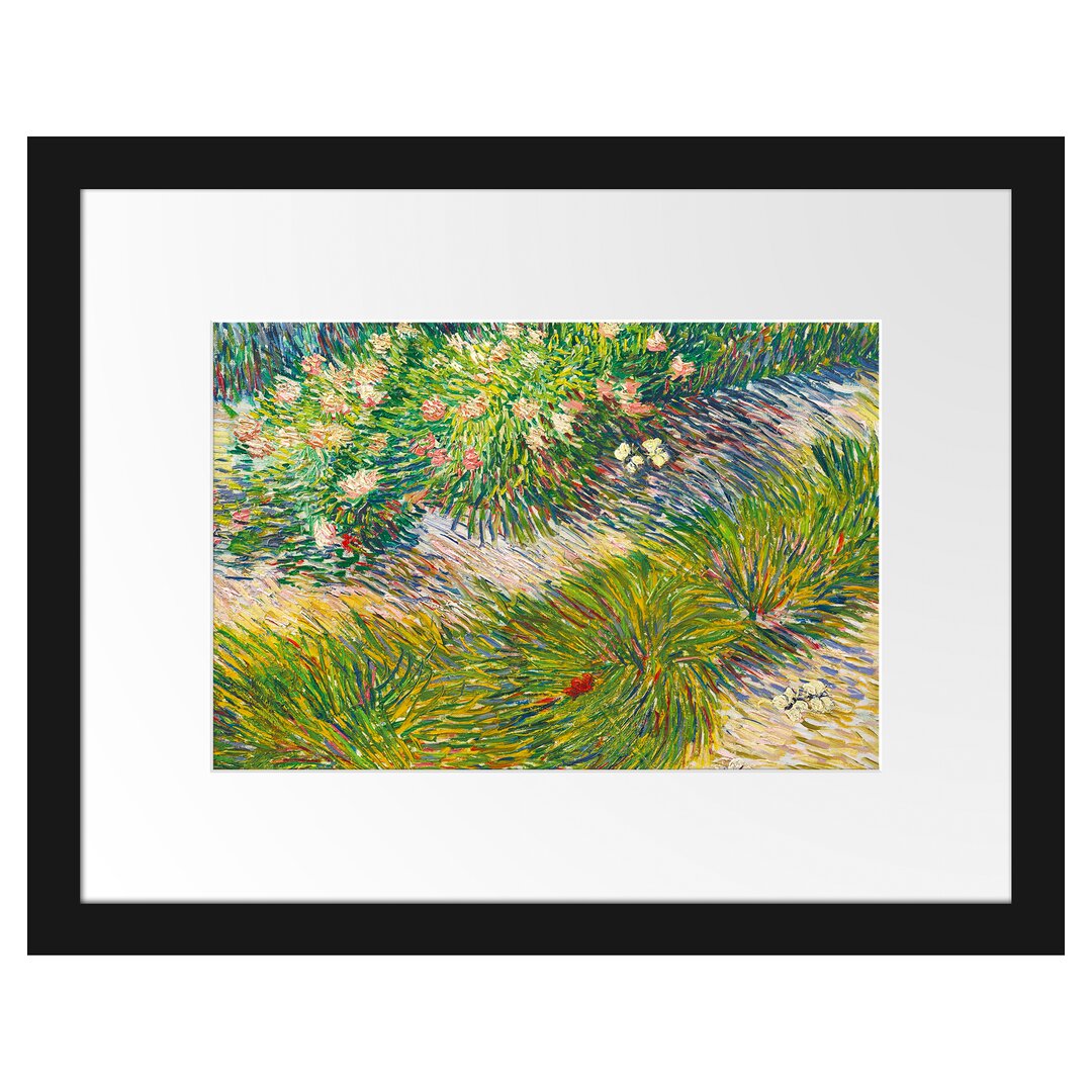 Gerahmter Fotodruck Grass and Butterflies von Vincent Van Gogh