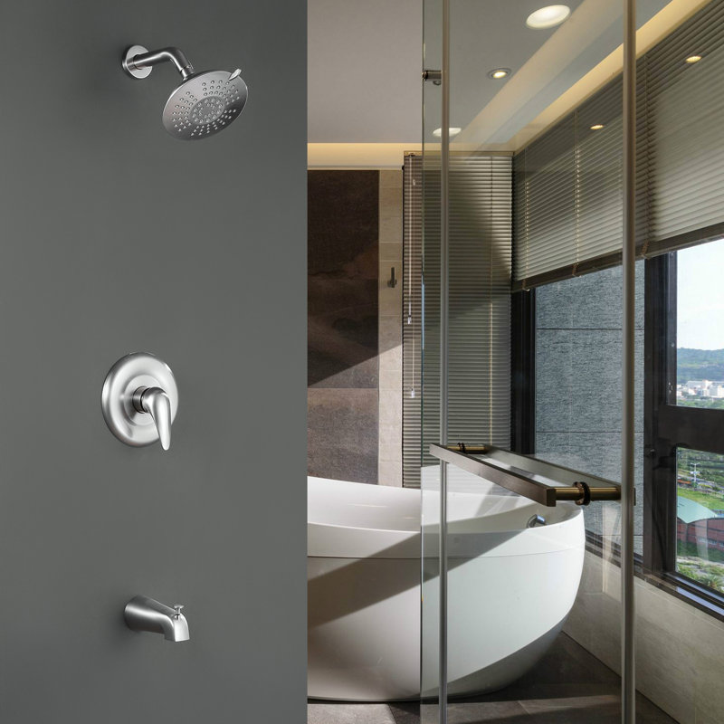 Système de douche complet avec valve à pression équilibrée, Nickel brossé