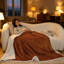 Striped Flannel & Sherpa Large Size Throw Blanket, Soft & Cozy Warm Blanket for Bed, 220 X 240CM-126596432