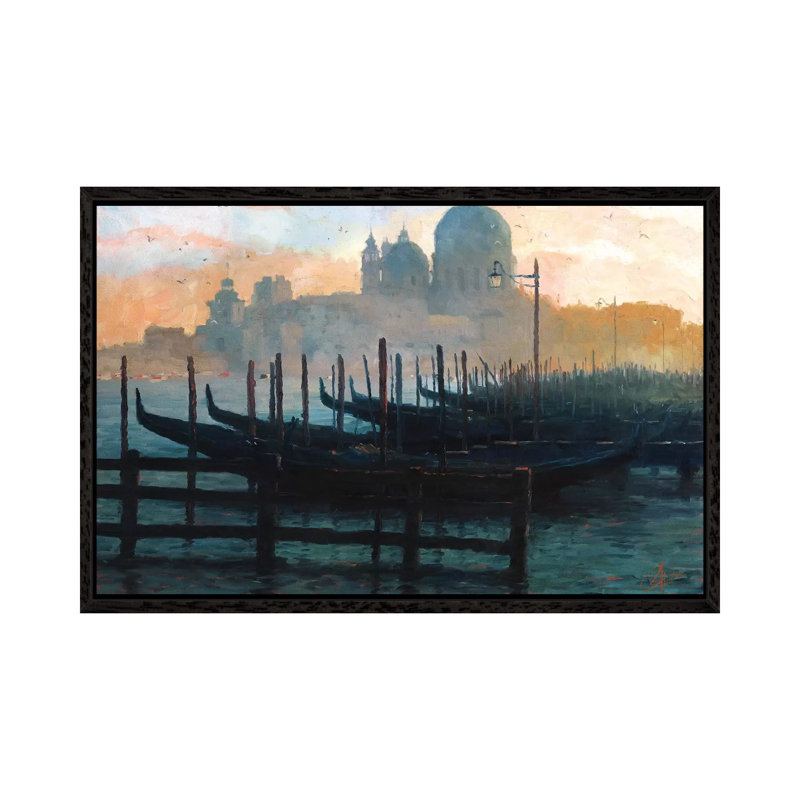 Venice, Italy - Sunset Gondolas II by Christopher Clark - Floater Frame Print on Canvas, 101.6 cm H x 66.04 cm W
