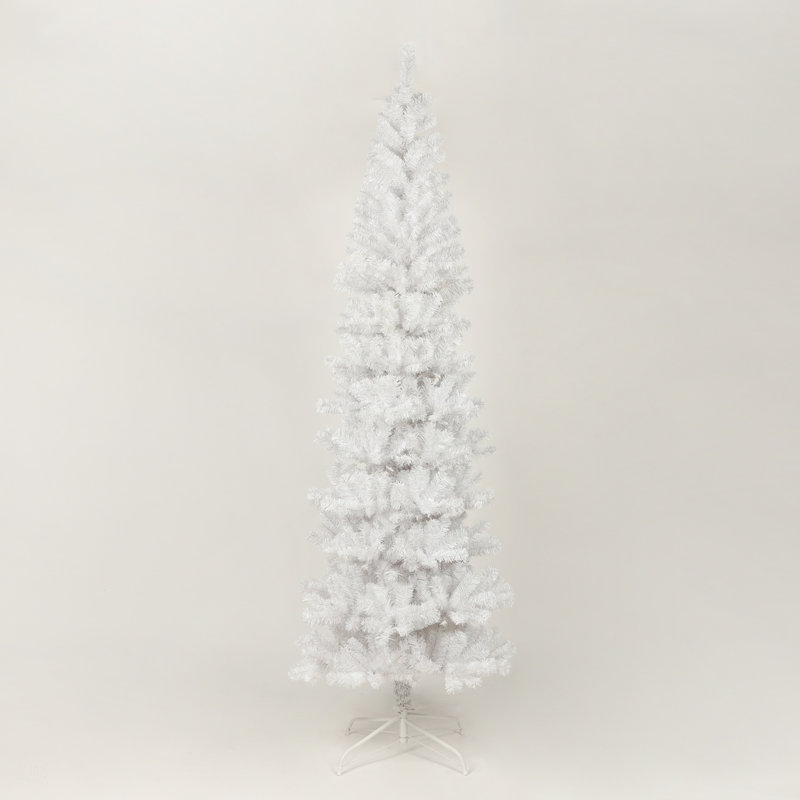  Arbre de Noël artificiel mince avec support en métal pliable, peu encombrant et facile à assembler pour les espaces compacts, arbre de Noël