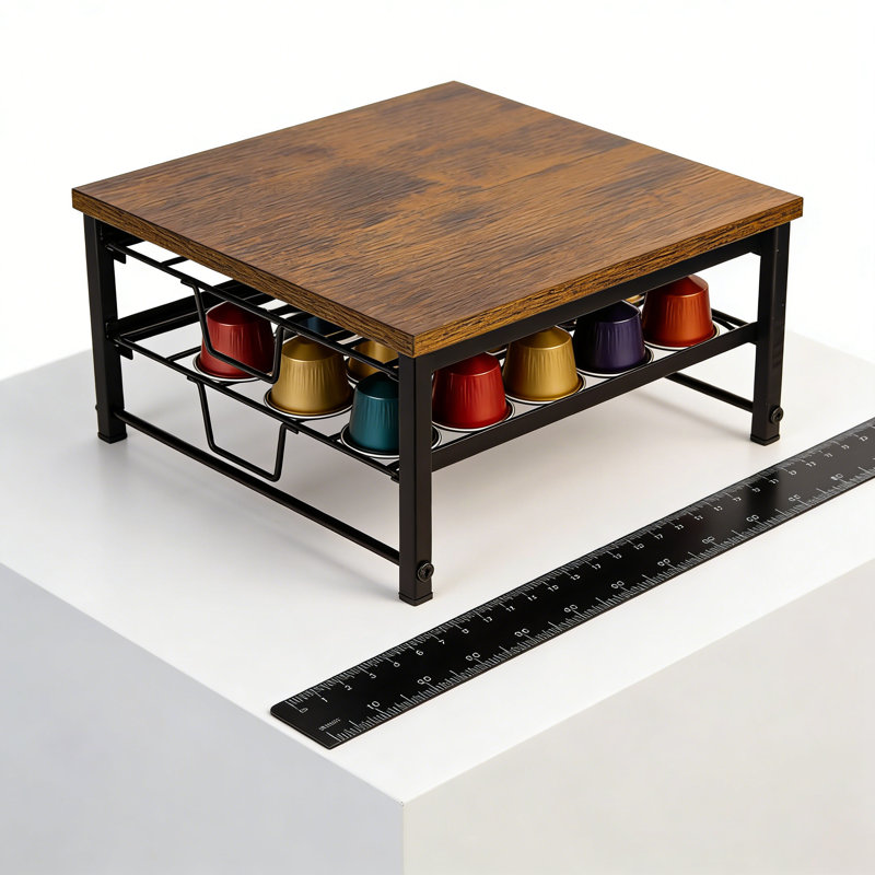 Organisateur de dosettes de café à 2 niveaux avec tiroir de 60 capacités, support de rangement K-Cup pour comptoir de cuisine, conception peu encombrante avec plateau en bois