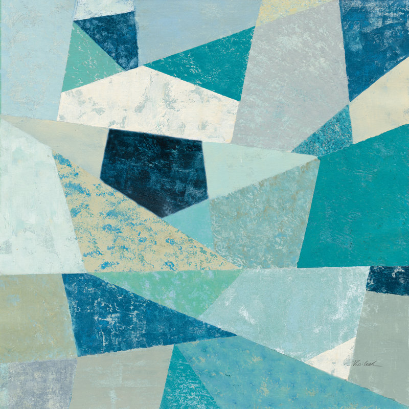 Indigo Geo Metric II Soft by Silvia Vassileva - Wrapped Canvas Painting, 122cm H x 122cm W x 3.8cm D