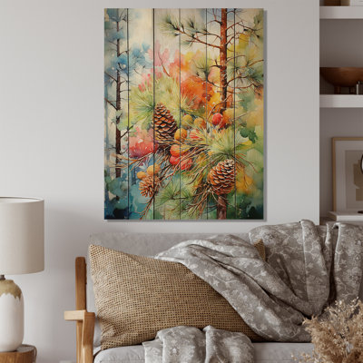 " Pine Tree Autumn Symphony II " Mixed Media and Color Photography Print