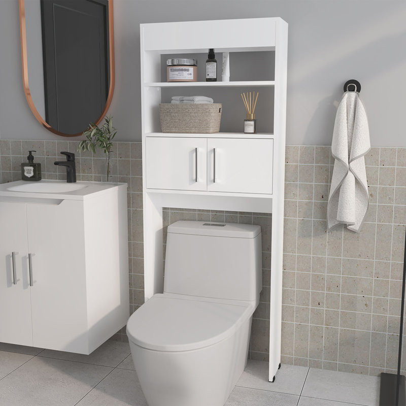 Bisbee 2-Door Over-The-Toilet Bathroom Storage Cabinet Shelf, White