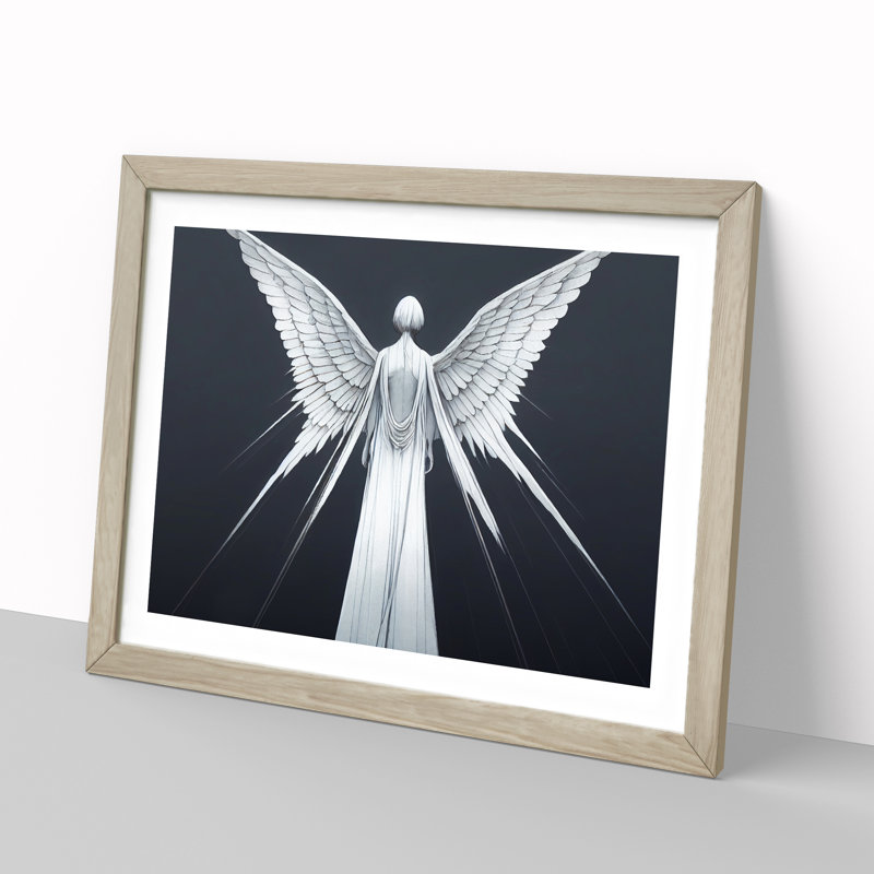 Stunning Angel - Single Picture Frame Print, 34cm H x 46cm W x 2cm D, Oak