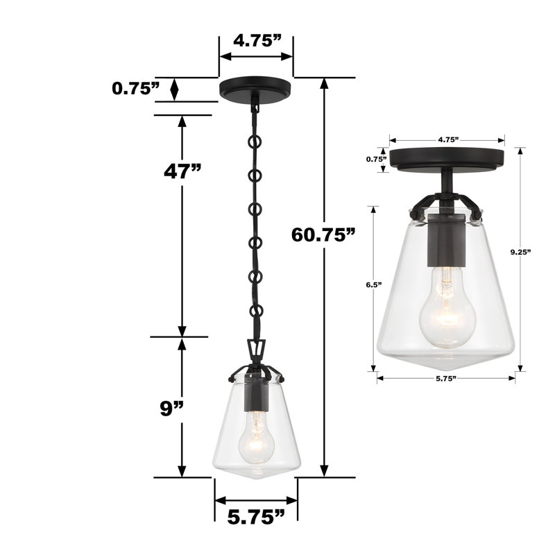 1 - Light Single Pendant, Matte Black