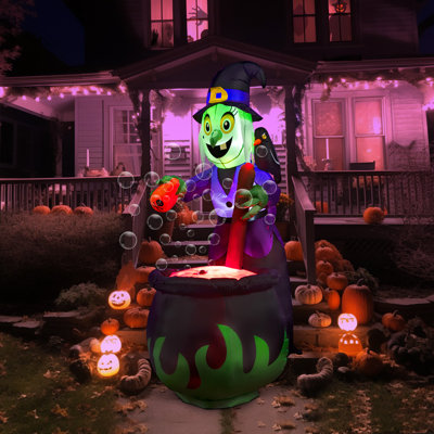 6FT Halloween Inflatable Witch with Bubble & LED