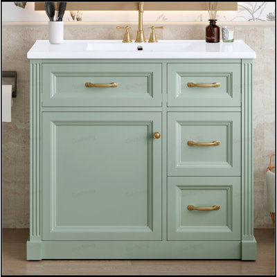 Meuble-lavabo à fermeture en douceur 36 po avec tablette réglable