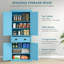 Armoire de cuisine 72 po, grande armoire de rangement autoportante, armoire de cuisine traditionnelle avec 4 portes, tiroir et 3 tablettes réglables pour la salle à manger, bleu clair-1315839278