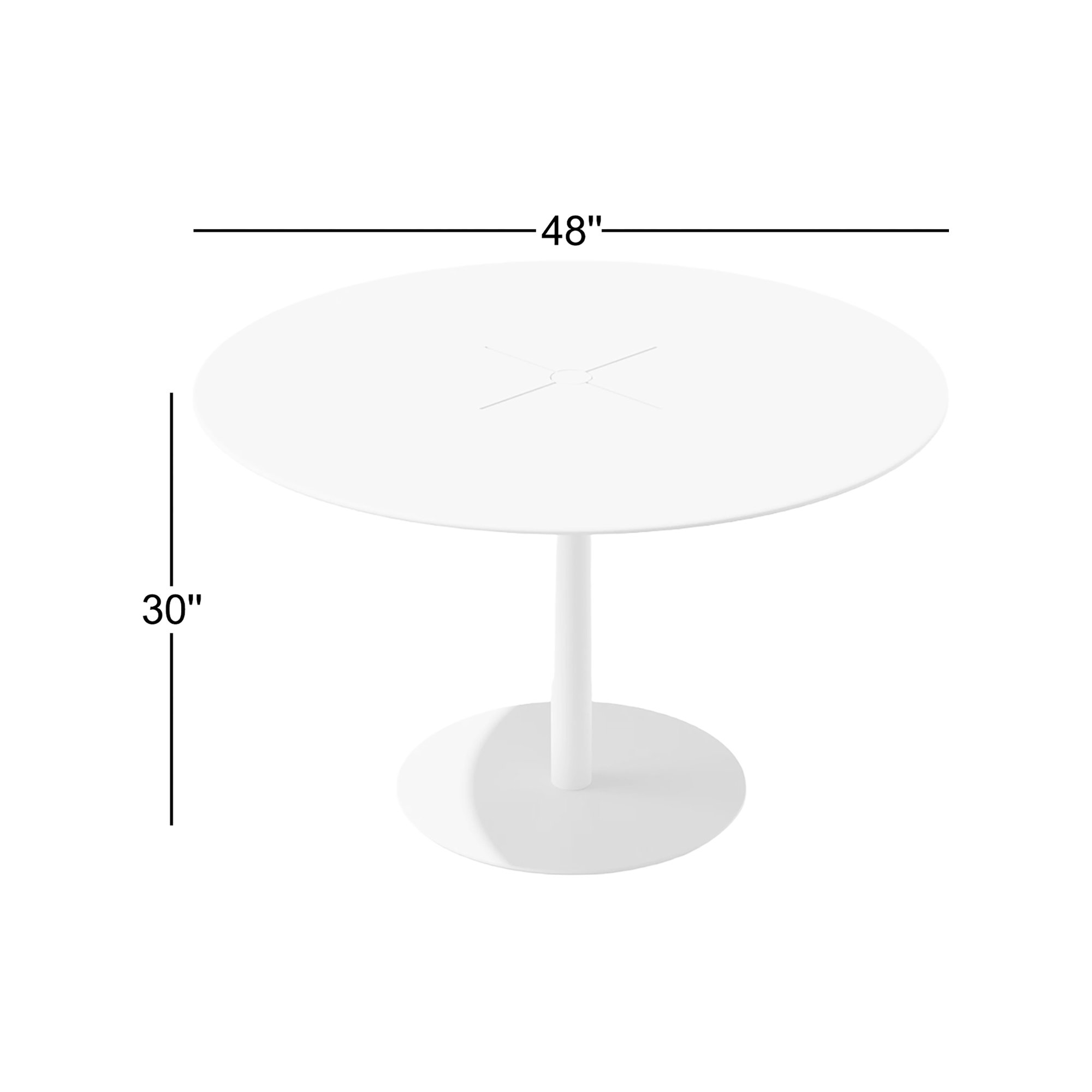 X Table, 48" Circular Dining Table, Charcoal, White