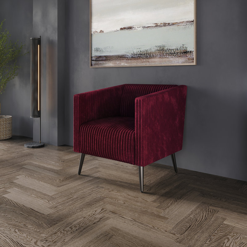 Fauteuil en velours de 30,31 po Schermick, Velours rouge