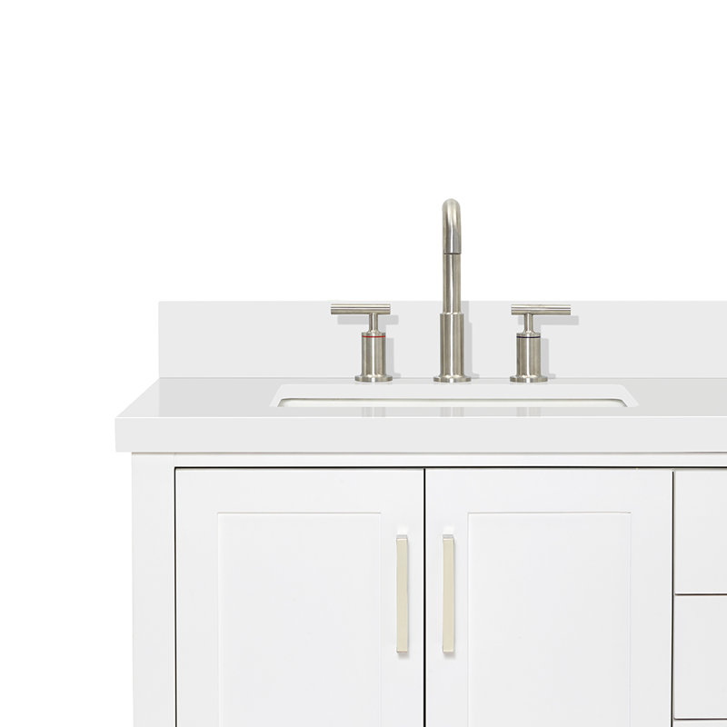 Magnolia Bath Vanity Oval Basin, Rectangle, White, White Quartz