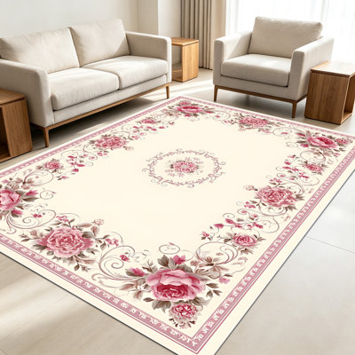 Tapis à motifs floraux 1 pièce pour salon, doux et confortable, convient à toutes les saisons, facile à entretenir, tapis de sol intérieur lavable à la machine, sous la table de ferme convenant à la chambre à coucher, à la salle à manger, au couloir, au patio, au balcon, à la maison