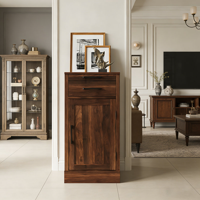 Armoire à vin et buffet modulaire en noyer brun avec rangement spacieux pour l'élégance de la salle à manger