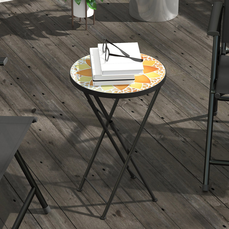 Round Metal Folding Outdoor Side Table , 35.5cm cm W 35.5cm cm D