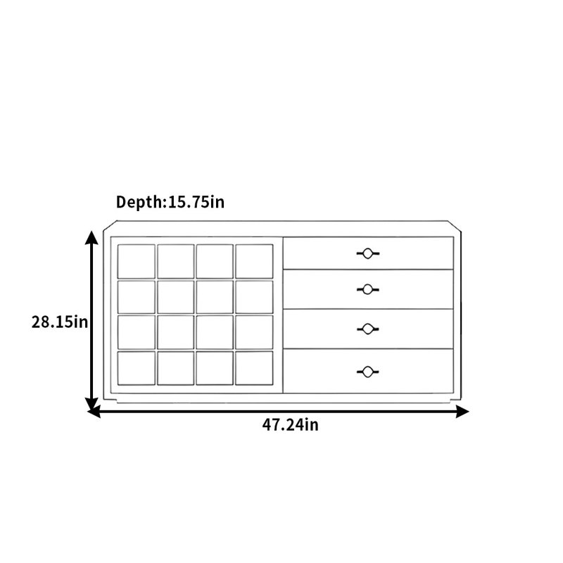 Keper Sideboard, 28.15" H x 47.24" W x 15.75" D