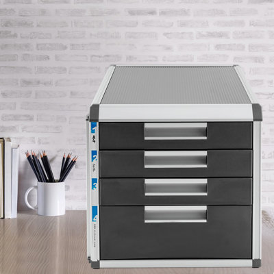 Lamartiniere 4-Layer Desktop Drawer File Organizer (4 Compartments with Labels)