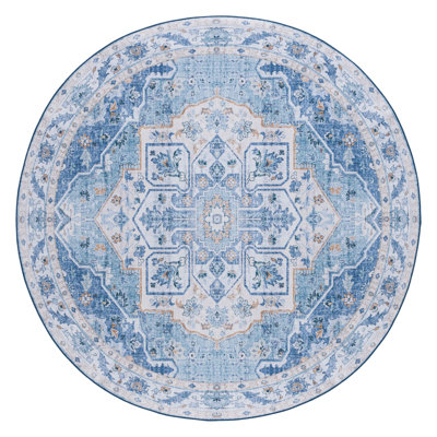 Sandin Oriental Power Loom Blue Area Rug