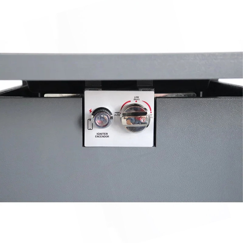 Foyer en métal thermolaqué 30 po avec plateau en verre fumé, Gris