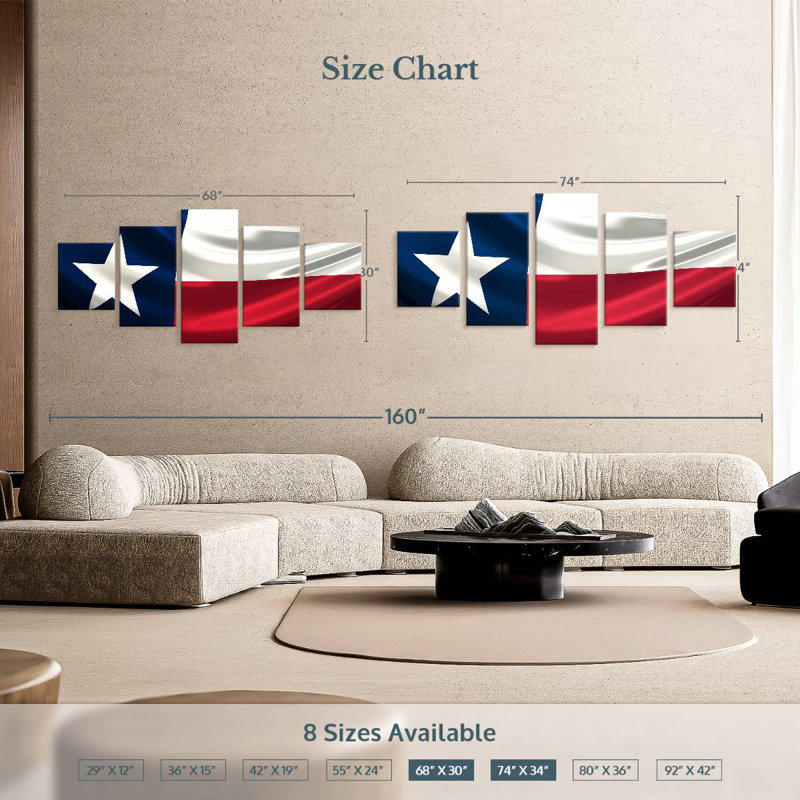 Drapeau venteux du Texas, H 12 po x l 29 po