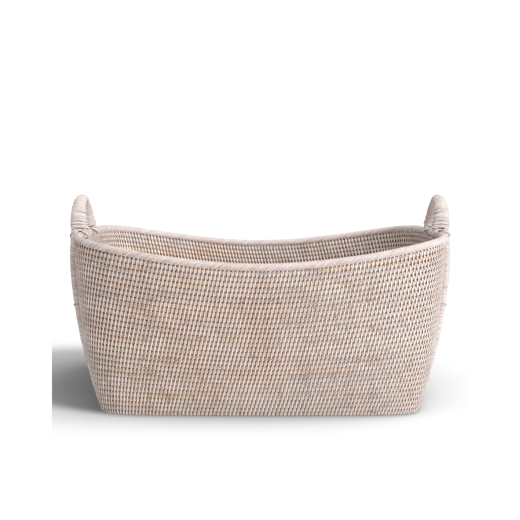 Thelma Handmade Rattan Decorative Basket 1, 14" H x 31" W x 25" D, White Wash
