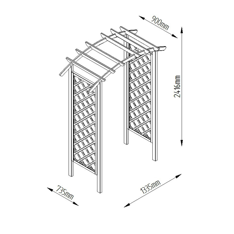 180cm W x 90cm D Wood Arbour in Natural Timber