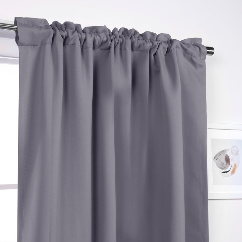 Panneaux de rideaux occultants et thermiques unis avec passe-tringle Bantam, l 52 po x L 108 po, Gris