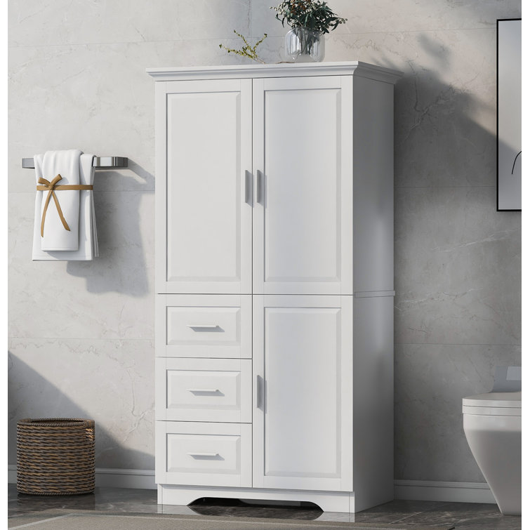 Lark Manor Almetter Freestanding Bathroom Cabinet with Drawers & Reviews