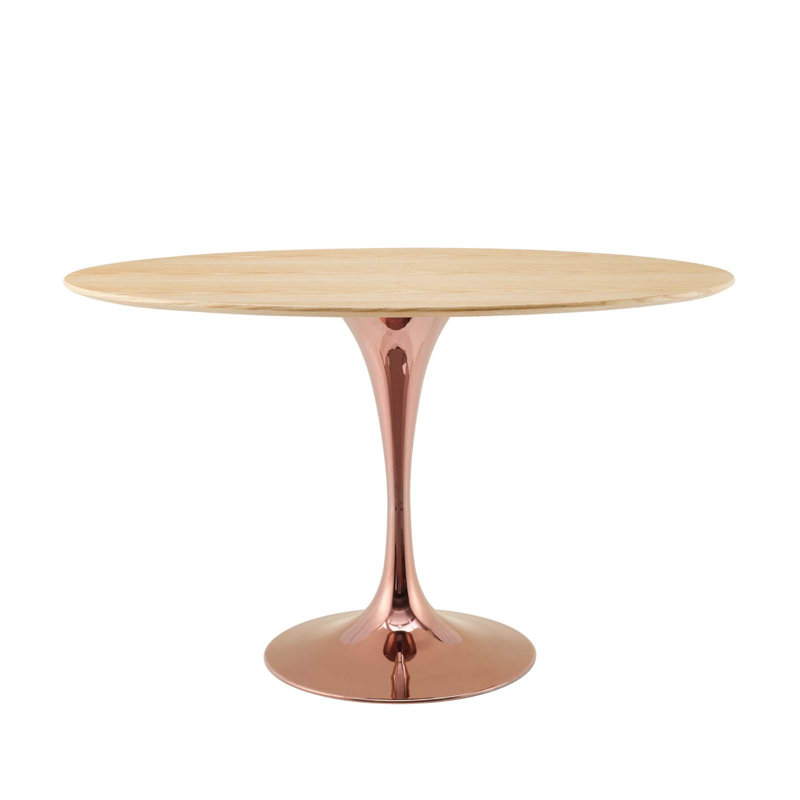 Lippa Dining Table by Modway, Natural, Gold, 48" L x 27.5" W