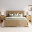 Faux Leather Platform King Bed Frame with Solid Wood Legs-129389855