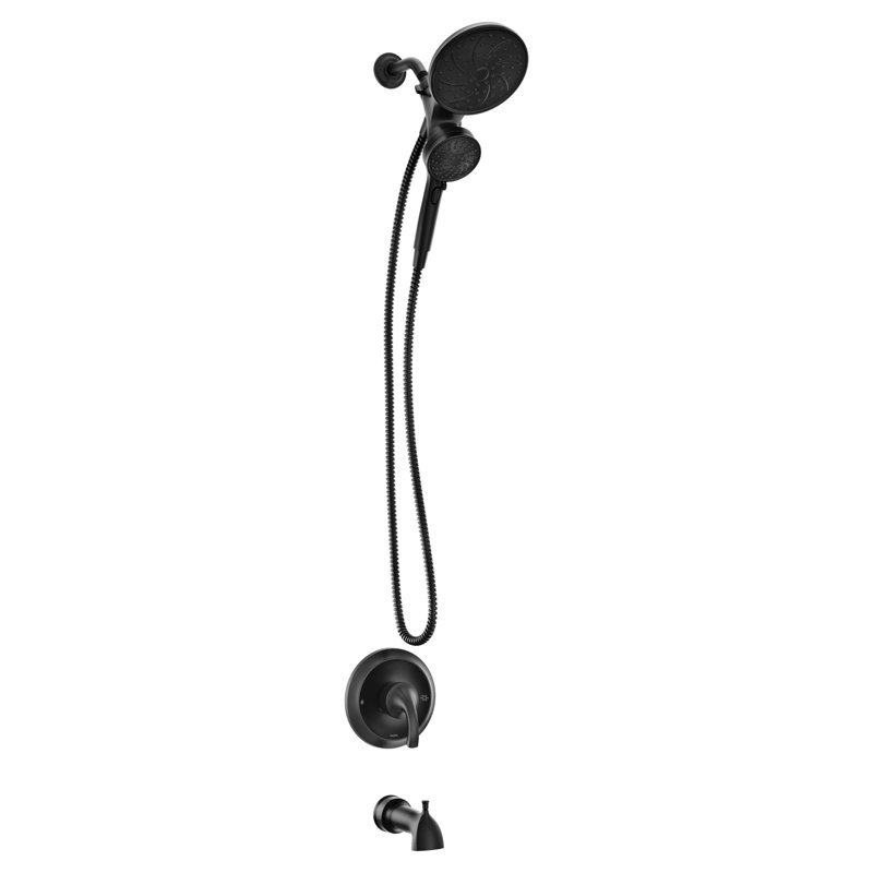 Robinet de baignoire et de douche Engage avec deux têtes de douche Magnetix, valve incluse, Noir mat