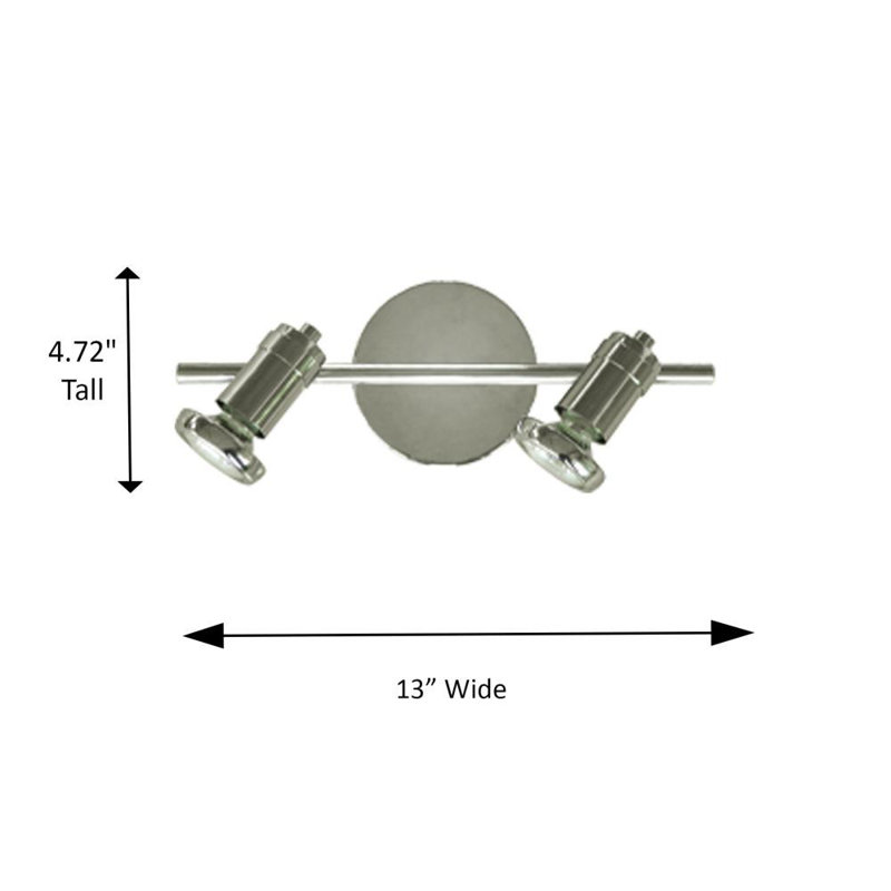 Lindaro 13'' 2 -Light Fixed Track Track Kit with Dimmable and Adjustable Head, Chrome