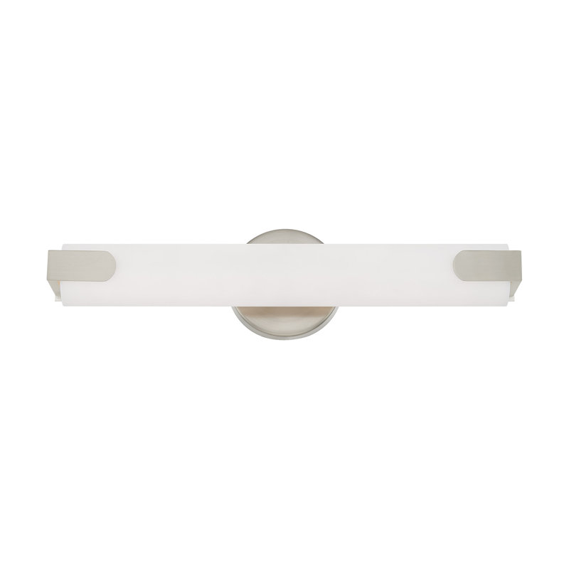 Applique murale de salle de bain 1 lumière DEL à intensité variable Brynlei, Nickel brossé, H 4,37 po x l 17,5 po x P 3,25 po