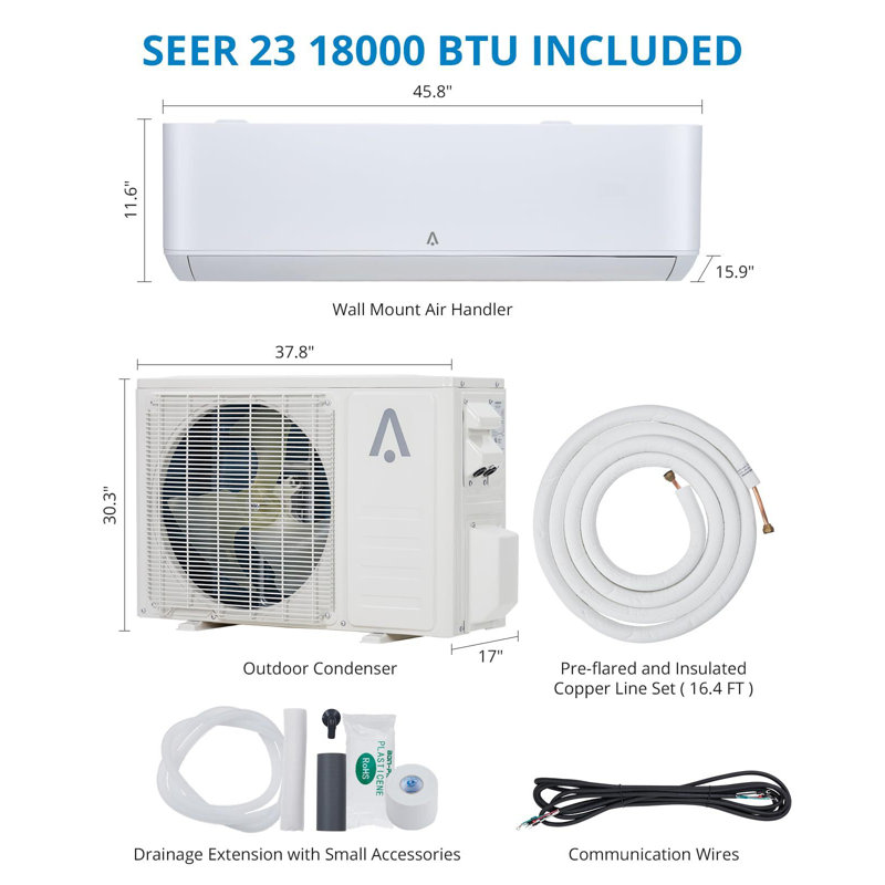Homhougo 18000 BTU Ductless Mini Split Air Conditioner with Remote Included