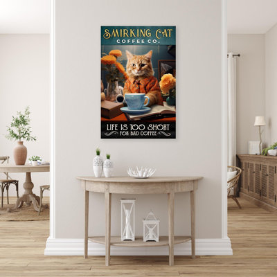Smirking Cat Coffee Co 1 - 1 pièce, impression sur toile tendue