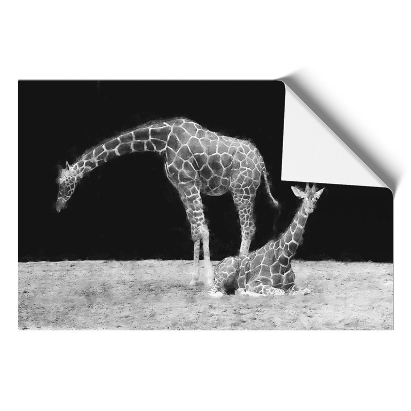 Two Giraffes Painting - Frameless Print, 30cm H x 42cm W x 0.1cm D