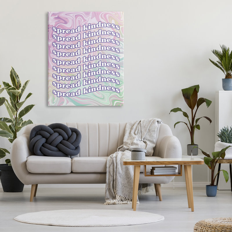 Spread Kindness Pastel Pattern Motivational Canvas Art