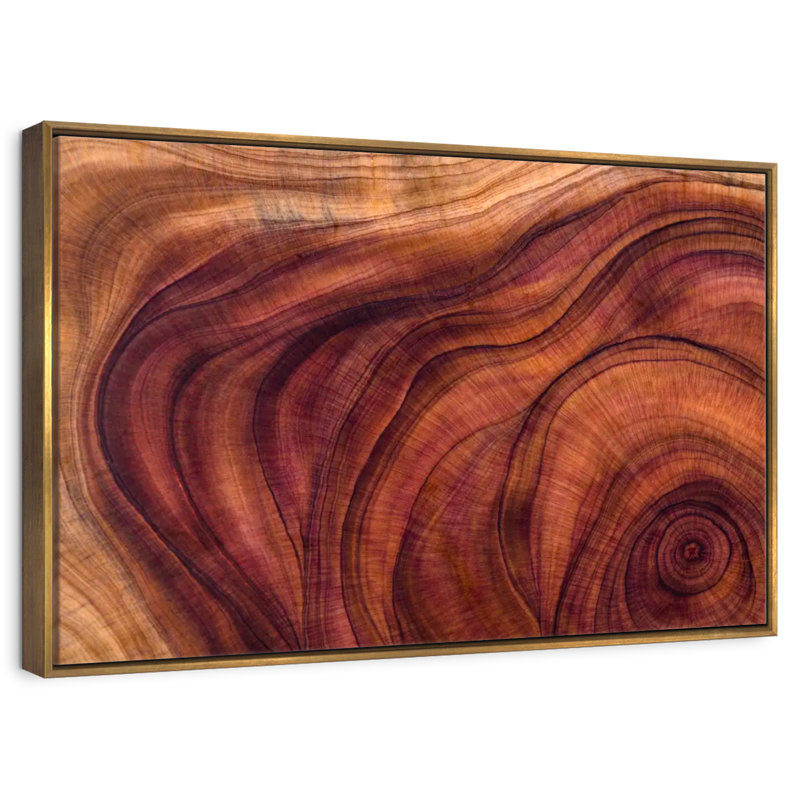 Motif de grain de bois, Cadre flottant doré, 25 po x 17 po