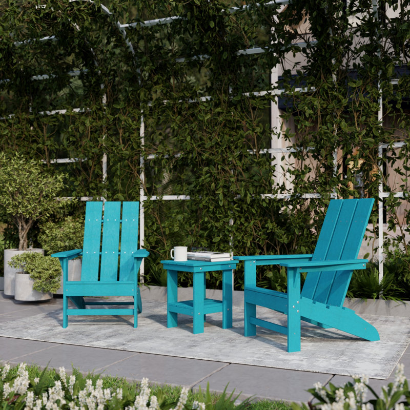 Ensemble Adirondack moderne 3 pièces avec table d'appoint Avilez, Bleu Aruba