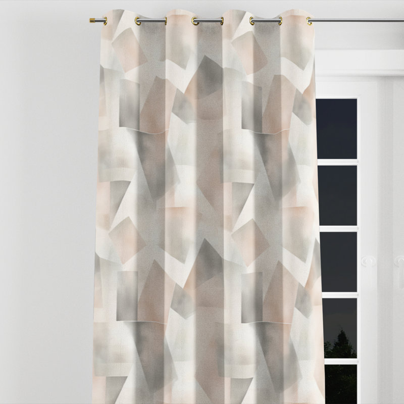 Rideaux occultant Modern - rideau à œillets à géométrie délavée rose - 1 panneau, Œillets dorés, L 52 po x L 95 po