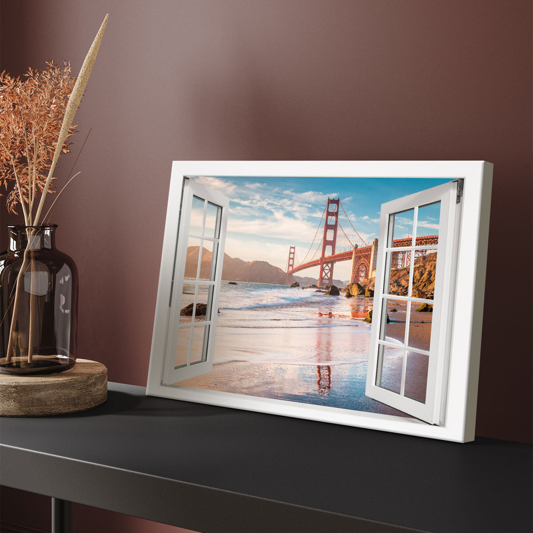 Leinwandbild Golden Gate Bridge San Francisco Fenster – Leinwanddruck